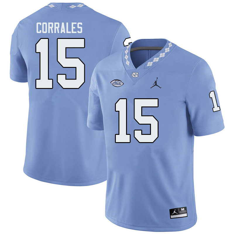 Jordan Brand Men #15 Beau Corrales North Carolina Tar Heels College Football Jerseys Sale-Blue - Click Image to Close